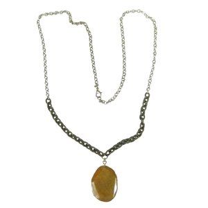 UPCYCLED Chain Glass Pendant Necklace 36 inch Strand Goldtone Jewelry